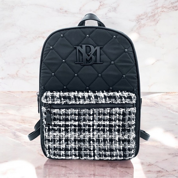 Black & White Badgley Mischka Studded Backpack - Picture 1 of 6